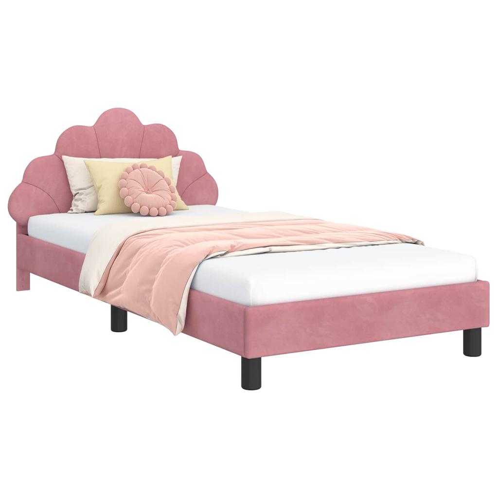 Children s Bed Frame with Headboard Pink 80 x 200 cm Velvet