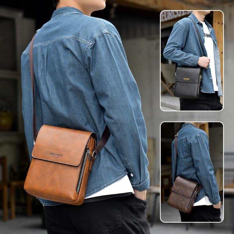 WEIXIER Men's Large Capacity Crossbody Bag, Minimalist Shoulder Messenger, Water-Resistant
