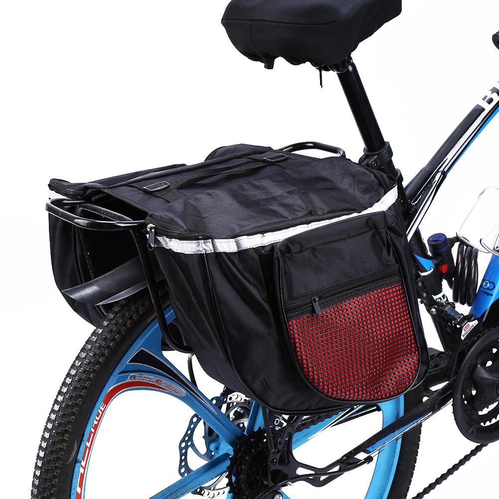 25L Cycling Bicycle Bike Rack Back Rear Seat Tail Carrier Trunk Double Pannier Bag
