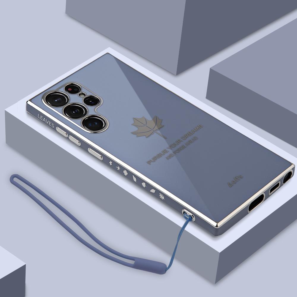 

Роскошный чехол с ремешком из кленового листа для Samsung S23 S22 Ultra S21 S20 A14 A24 A34 A54 A13 A23 A33 A53 A12 A22 A32 A52 A51 A71 A03 A02 S SAmsung A54 синий