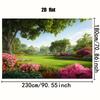 2D Vibrant Spring Park Backdrop Green Trees & Pink Azaleas Photo Background