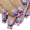 4th of July Press On Nail Square French Tip Fake Nail Independence False Nail with American Flag Star Stick On Nail