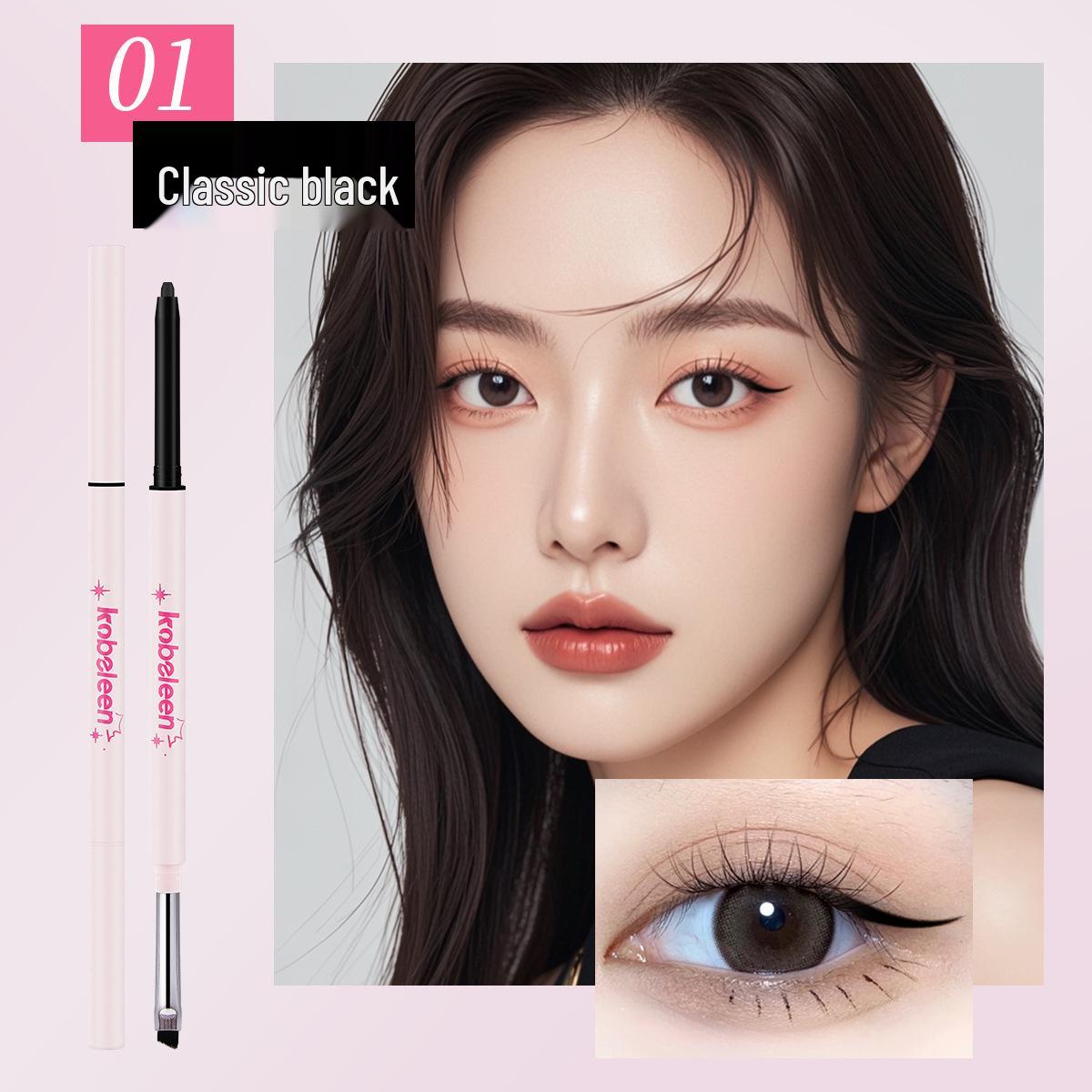 Kobeleen Double-Ended Waterproof Eyeliner Gel Pencil with Blade Brush - Long-lasting & Smudge-proof for Beginners 80mg