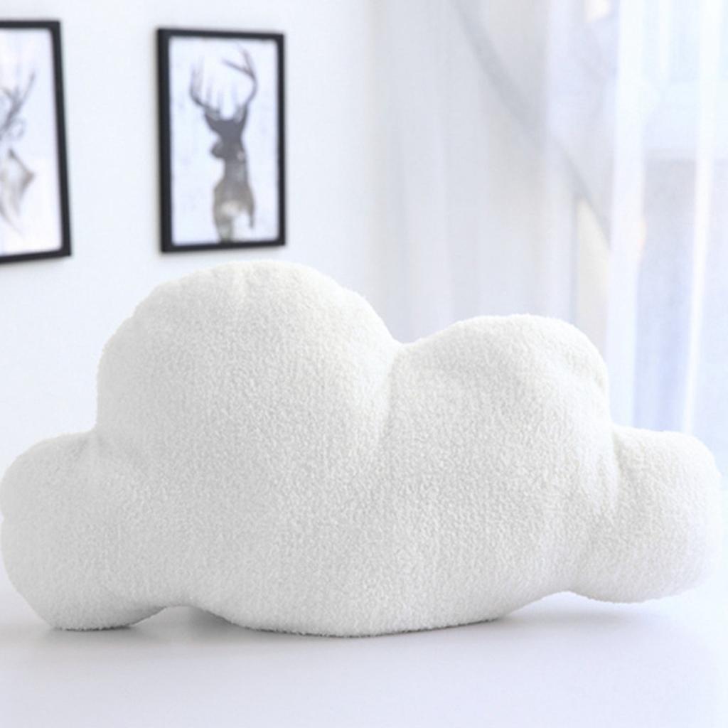 Cloud Throw Pillow Cute White 15In Long Short Plush Stuffed Pp Cotton Couch Pillow For Family Office Cafe