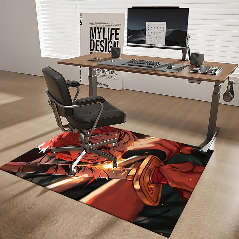 1pc Anime Cartoon Design Jujutsu Kaisen Satoru Gojo Chair Mat - Non-Slip Carpet for Office, Home Decor, Living Room, Bedroom, Game Room - Perfect Gift
