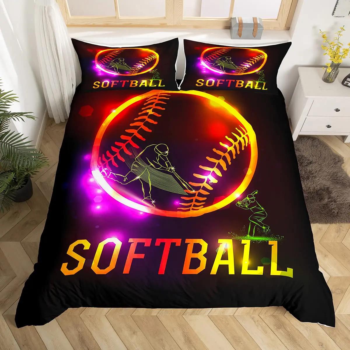 

Baseball Duvet Cover Set Queen Size for Teen Boy Room DecorFire and Ice Sport Baseball Comforter Cover Sports Theme Bedding Set 70x133cm 2pcs
