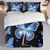 3-Piece Bedding Pillowcase Quilt Cover Set Starry Sky Butterfly 2D Digital Printing Suitable For Bedroom Hotel Dormitory Decor