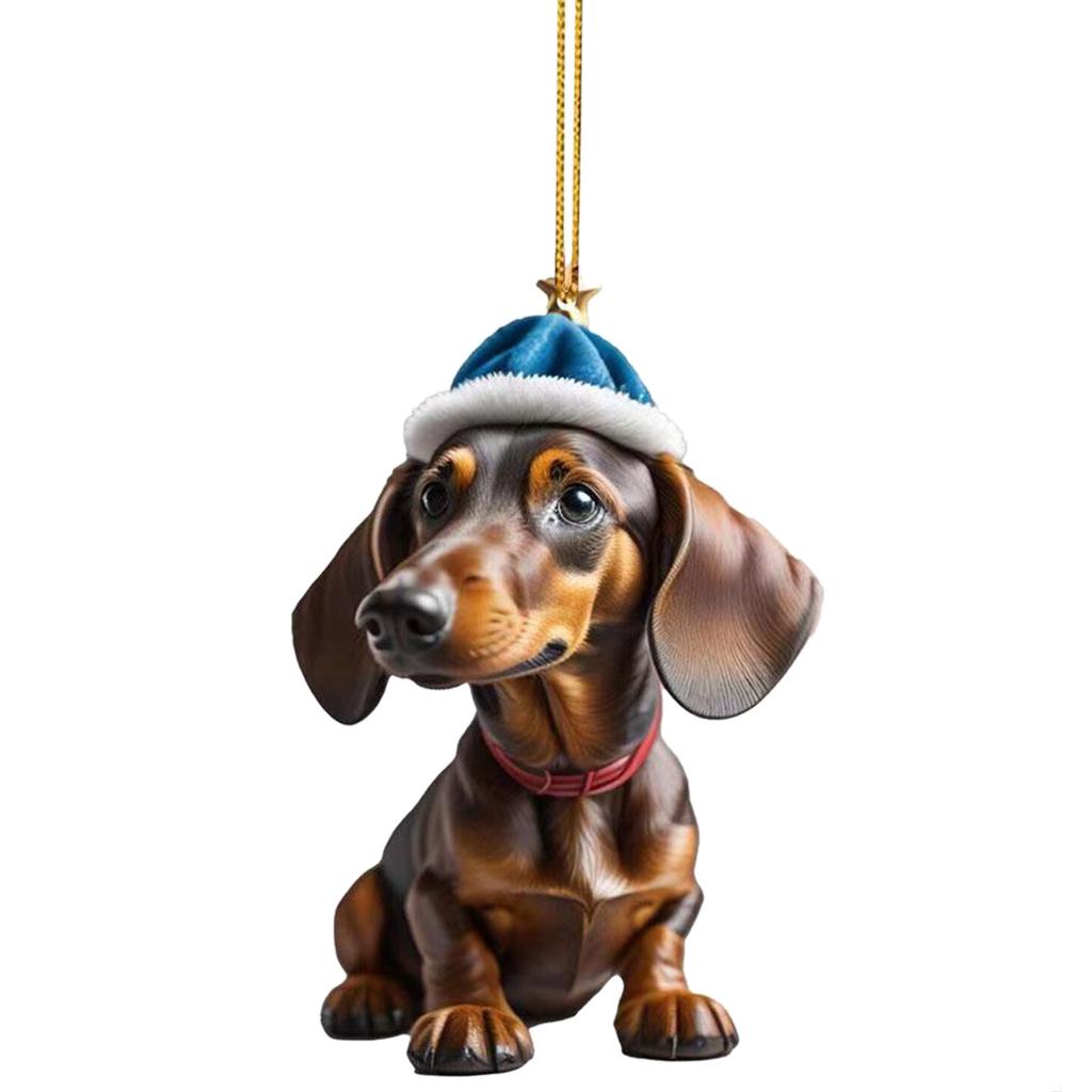 Whimsical Cartoon Dog Car Hangers Decors Car Pendant Bright Christmas Tree Ornament Add Touch of Cuteness To Holiday