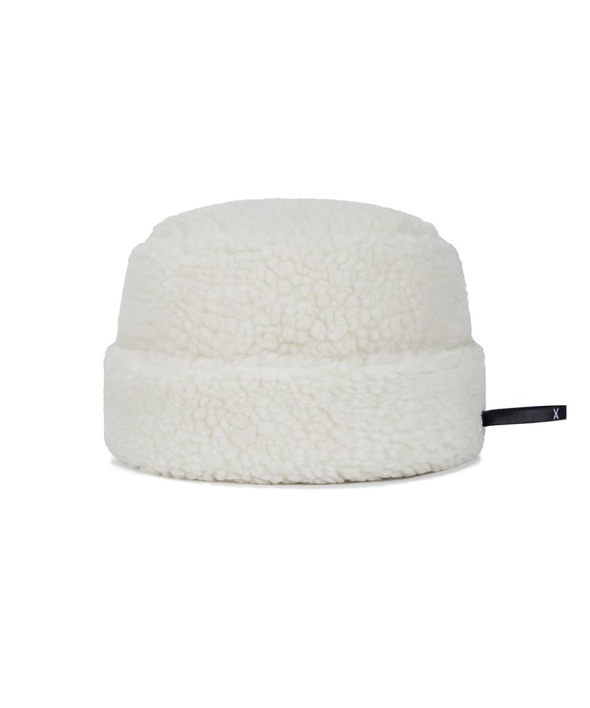Bajal Va Long Label Fleece Mongolian Bucket Hat Cream