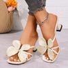 Women's High Heel Slippers Big Butterfly Alien Shape Square Toe Slippers Women Summer New Designer Zapatillas De Mujer