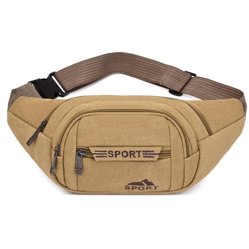 Men's Work Close-fitting Fanny Pack Wear-resistant Canvas Crossbody Mobile Phone Change Cashier Fanny Pack Shoulder Portable Multi-layer Bag