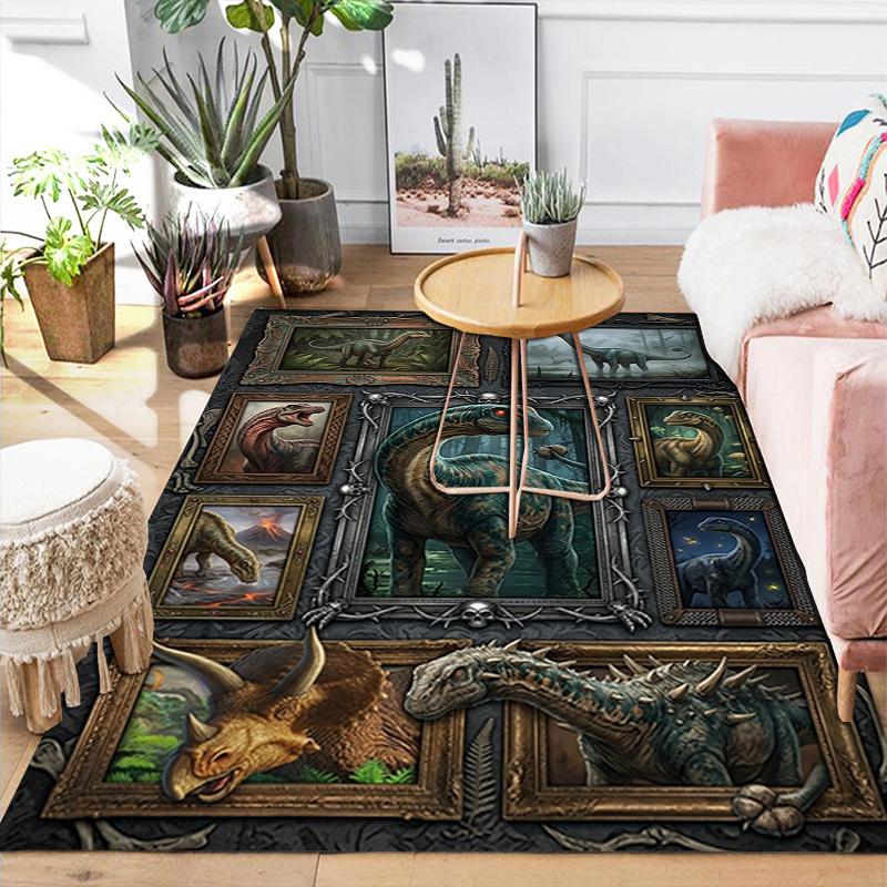 Prehistoric Dinosaurs Pattern Rug Floor Mat for Living Room or Bedroom Soft and Comfortable Carpet a Gift for Birthday and Holiday.
