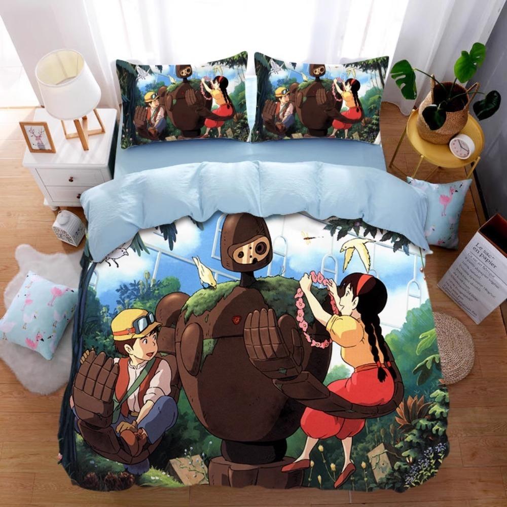 Comic Hayao Miyazaki, Mikrofaser Bettwäschesets, Kinderbettwäsche mit Reißverschluss Raumdeko Bettbezug für Jugendliche Erwachsene 3-teilig