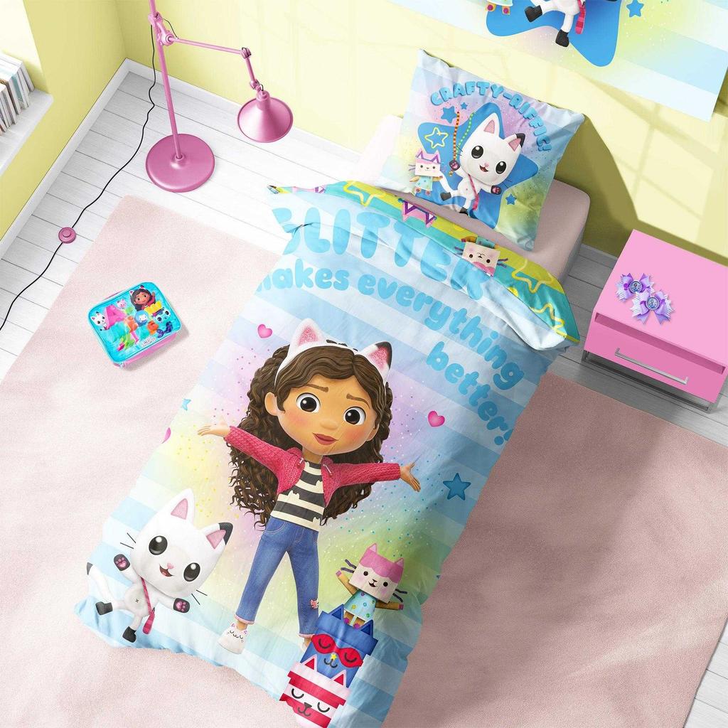 Gabby's Dollhouse Glitter Makes Everything Better Reversible Duvet Set