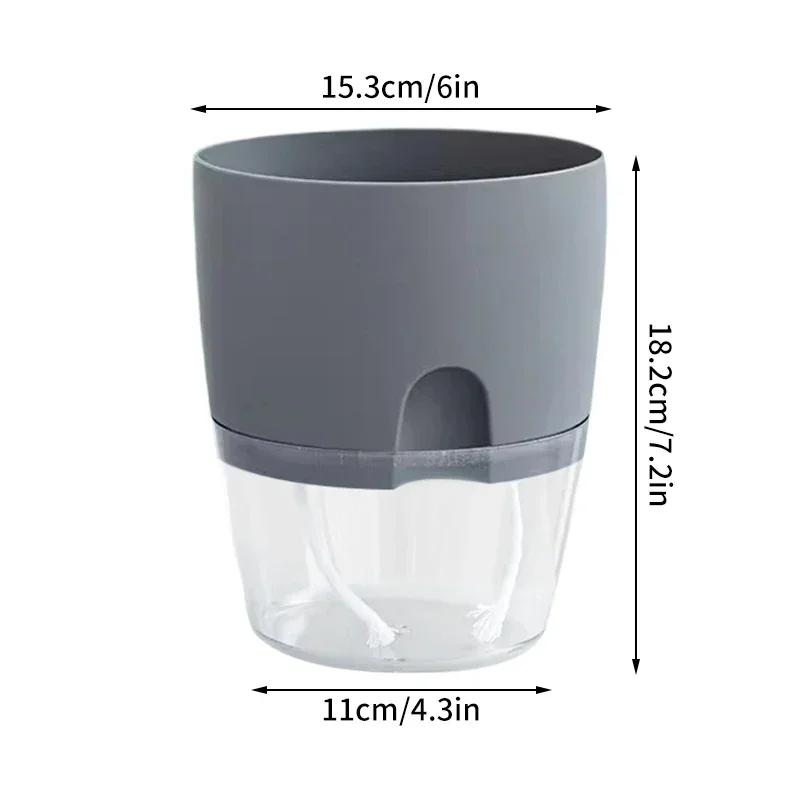 Selbstbewässernder Blumentopf aus Kunststoff für Hydrokulturpflanzen, Topf für Sukkulenten, transparent, für Zuhause, Büro, Schreibtisch-Dekoration