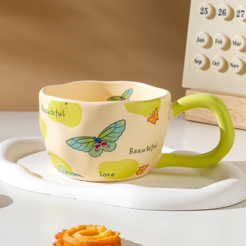 High Value Ins Style Ceramic Cup with Spoon Creative Household Couple Water Cup Gift Box Souvenir High End Sense Mug