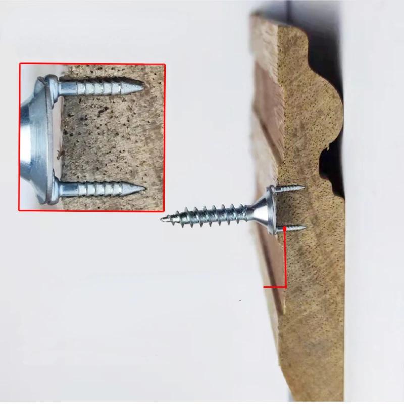 50pcs Solid Wood Baseboard Seamless Nails Double-headed Self-tapping Screws Foot Line Special Nails Invisible Security Screws