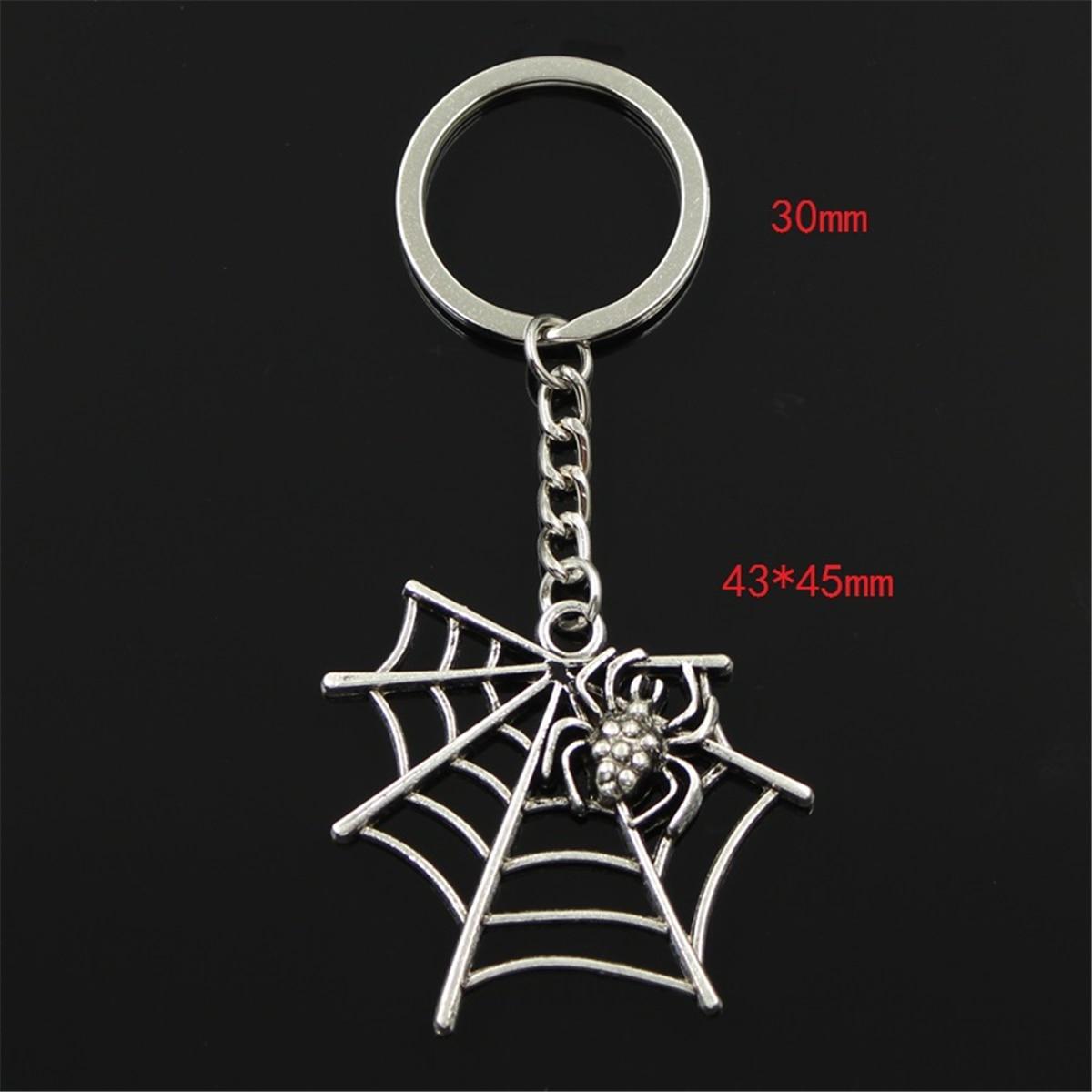 

Модный паук-паутина 43x45 мм кулон 30 мм брелок для ключей металлическая цепочка серебряного цвета мужской автомобильный подарок сувенирный брелок серебряный