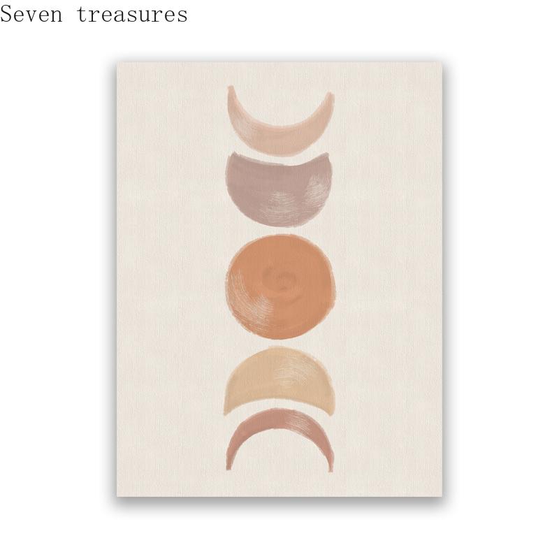 

Modern Mid Century Minimalist Poster, Sun and Moon Print, Boho Bedroom Decor, Canvas, Terracotta Wall Art, Living Room Picture 21x30cm No Framed