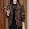 Damen Leopard Print Schlankmachende Lässige Jacke - Herbst/Winter Petite Samtmantel.