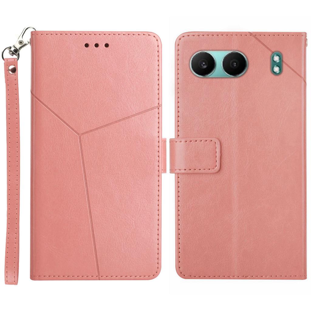 For OnePlus Nord 4 Case with Wrist Strap Y Shaped Lines Imprint Leather Phone Cover