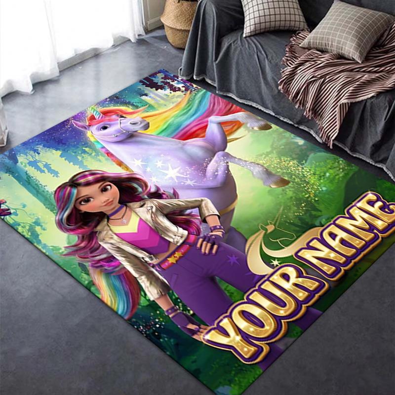 Custom Name Unicorn Academy Carpet Rug for Living Room Bedroom Home Sofa Decoration,Kids play Non-slip Floor Mat
