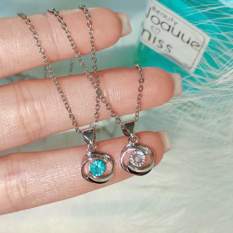 Фан Ци Биметалл  Любовь с первого взгляда  Романтическое Розовое Алмазное Ожерелье - Женский Модный Кулон.