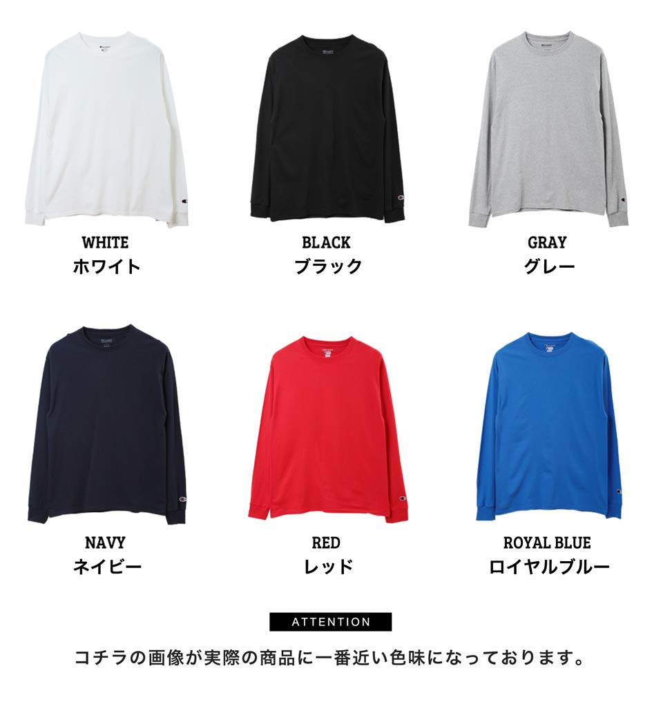 Champion Long Sleeve with Size White Men's T-Shirt One-Point Logo, Basic, L,