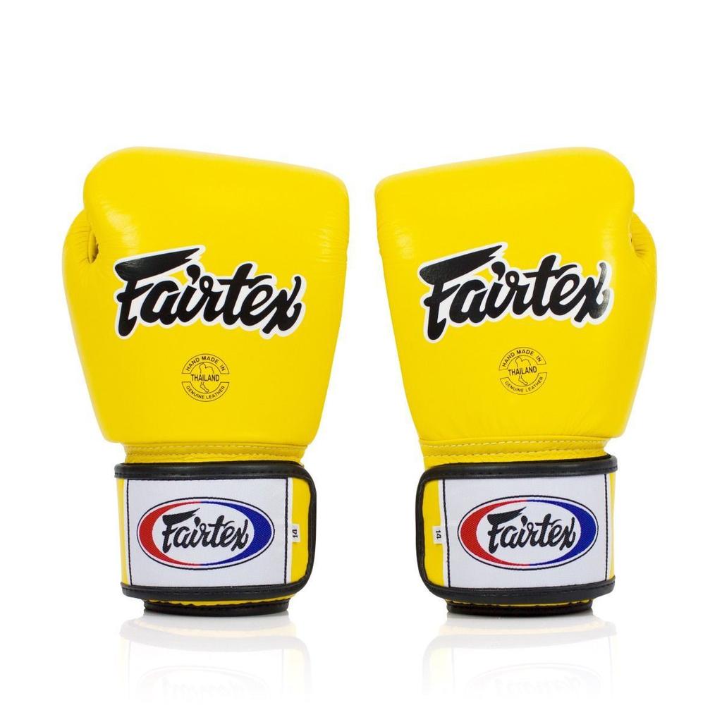 Fairtex Genuine Leather Boxing Gloves BGV1 Breathable Yellow 14oz