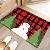 Buffalo Plaid Snowman Christmas Deco Doormat Xmas Tree Snowflakes Pattern Carpet Festive Home Decor Indoor Entrance Rug