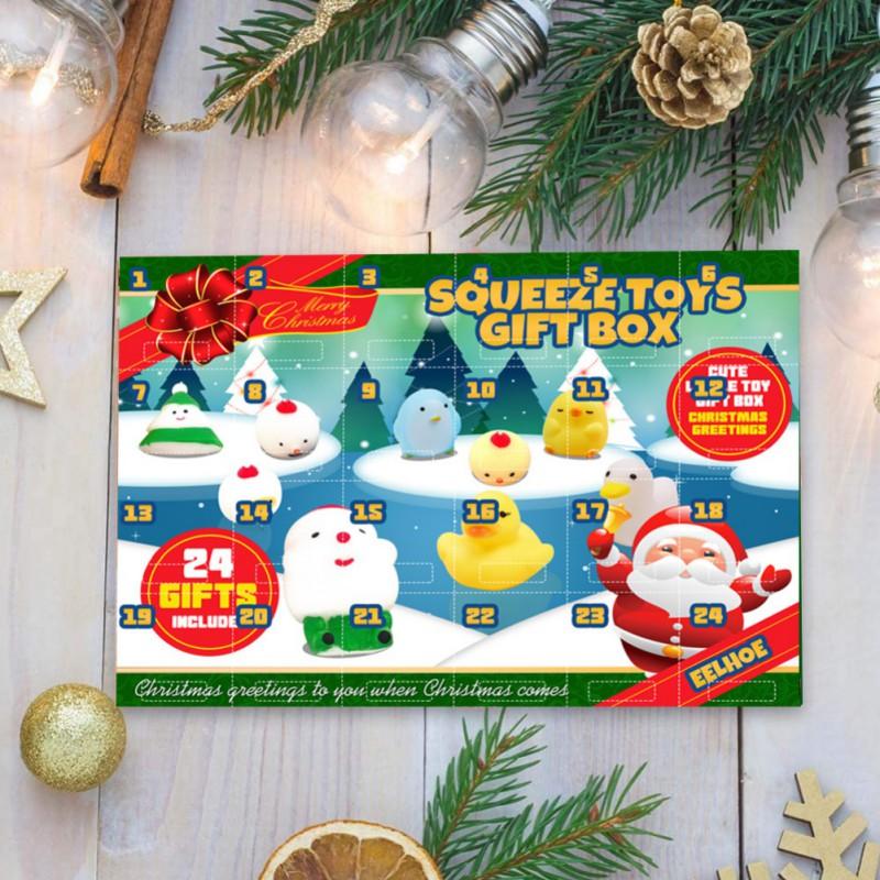 24 Days/set Squeeze Toys Christmas Countdown Advent Calendar Toy for Kid 2024 New Year Children Xmas Gift Stress Relief Toy Kit