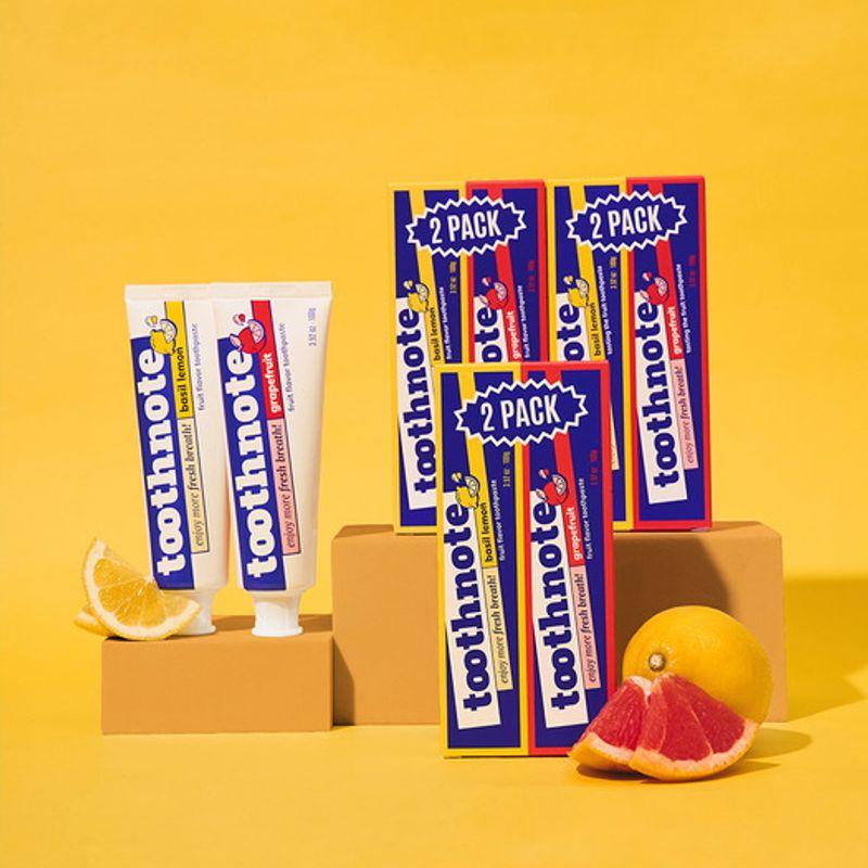 Toothnote Moisturizing Toothpaste (6 pieces) (Basil Lemon/Grapefruit Flavor) 3 basil lemons + 3 grapefruits