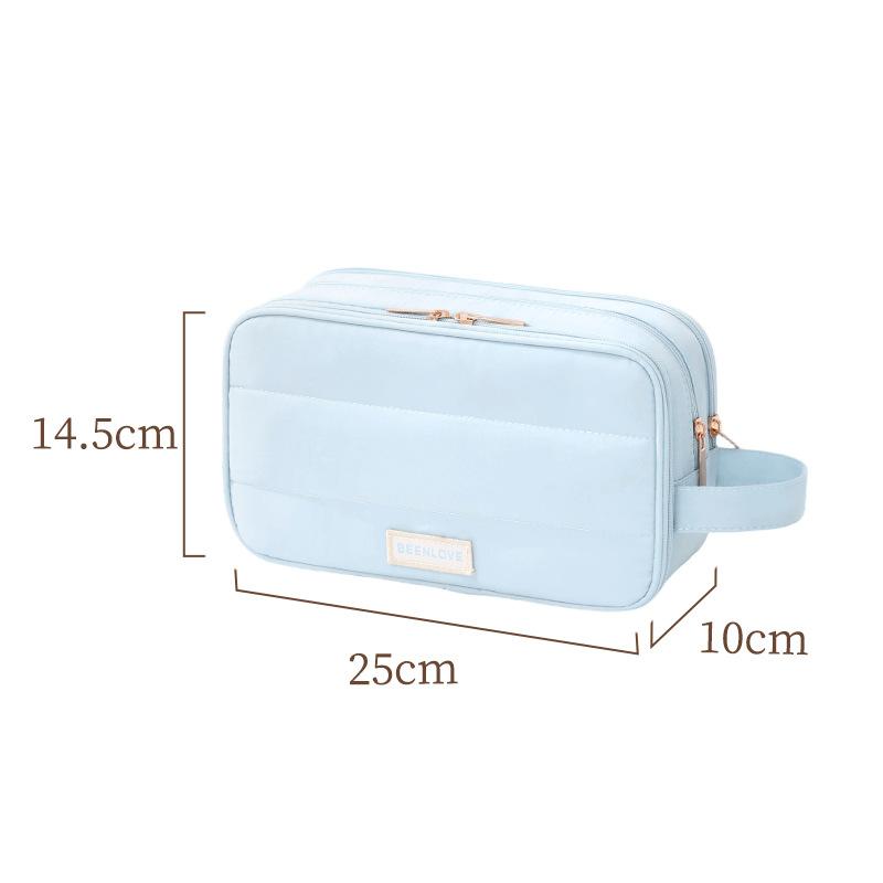 

Large Capacity Waterproof Travel Cosmetic Bag Portable Multi-Layer Dry Wet Separation Toiletry Organizer for Women синий