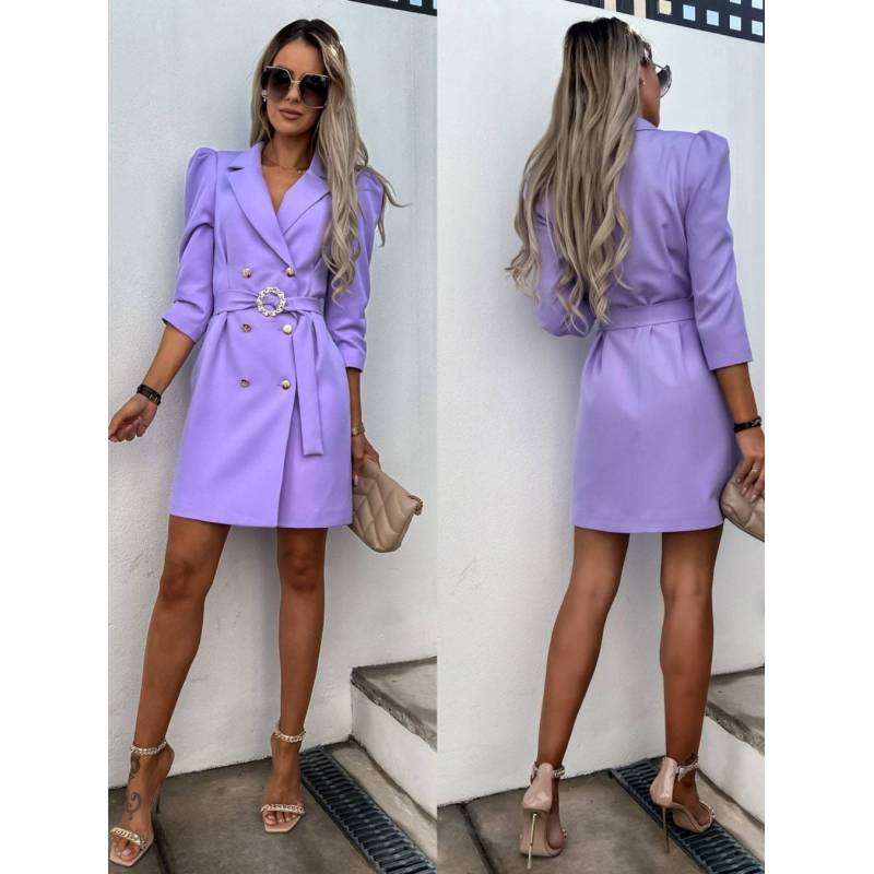 Dámský límec Tooxika New OL Commuter Suit Dvouřadový pas Jednobarevné úzké šaty s páskem