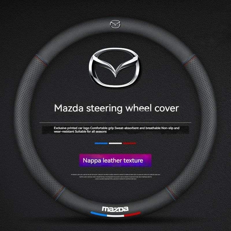 2025 Heiß Für Mazda 3 5 6 SKYACTIV Axela Atenza CX30 CX5 CX8 CX9 MX5 RX8 RX7 BT50 Kohlefaser Leder Auto Lenkradabdeckung Ac