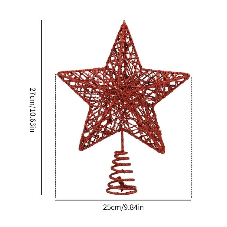 Glimmering Star Christmas Top Decoration 27cm Sparkling Hollowed Metal Star Tree Top For Christmas Tree Ornament
