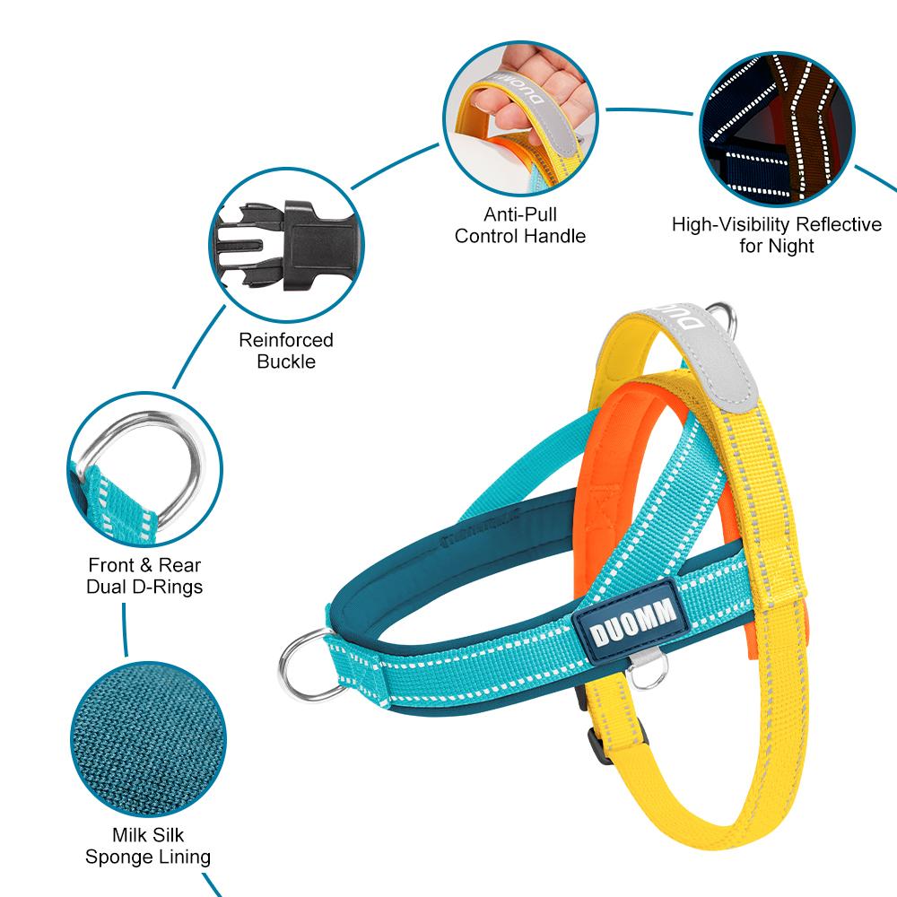 Saddle-Style Dog Harness with Handle Reflective Puppy Anti-Pull Adjustable Small Medium Dog Walking Outdoor Hiking Pet Harness
