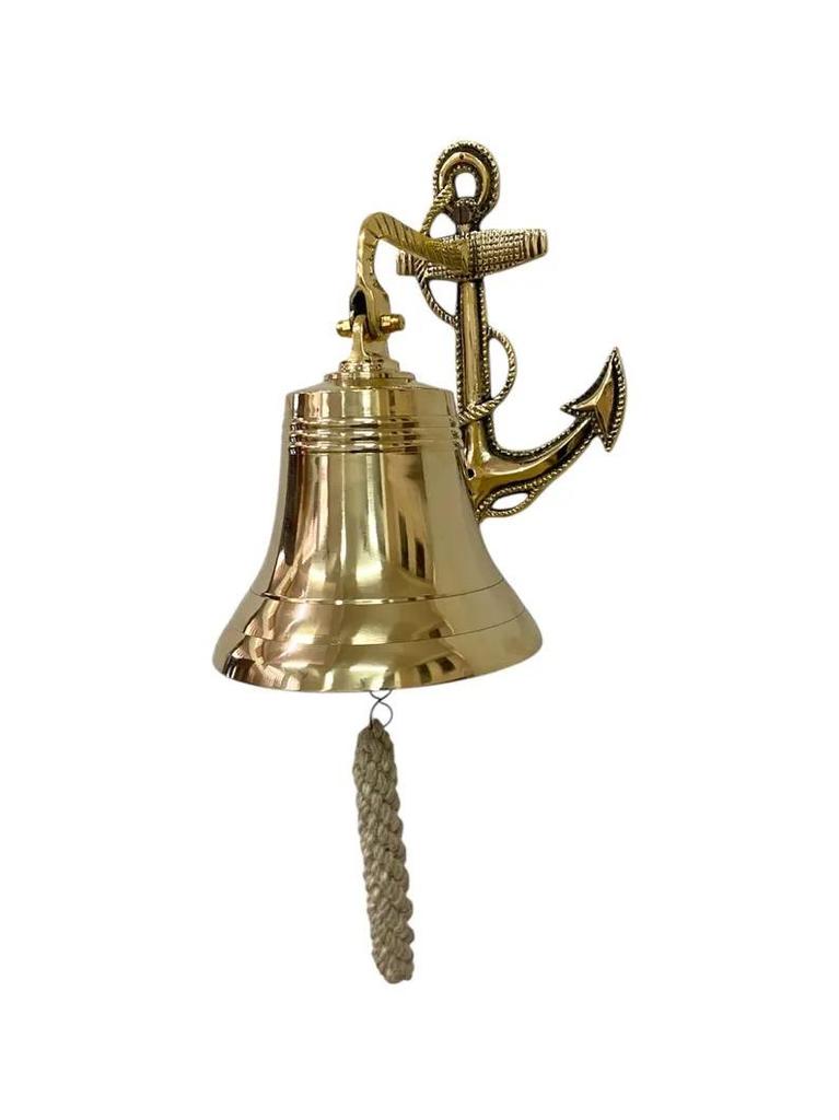 Personalized Brass Anchor Ship Bell Wall Mounted Ship Hanging Bell for Reception, School, Outdoor, Indoor, Dinner & Church