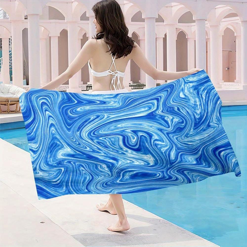1pz Telo Mare Blu in Microfibra Oversize - Asciugatura Rapida, Senza Sabbia, Leggero e Assorbente per Viaggi, Yoga, Sport, Piscina, Nuoto