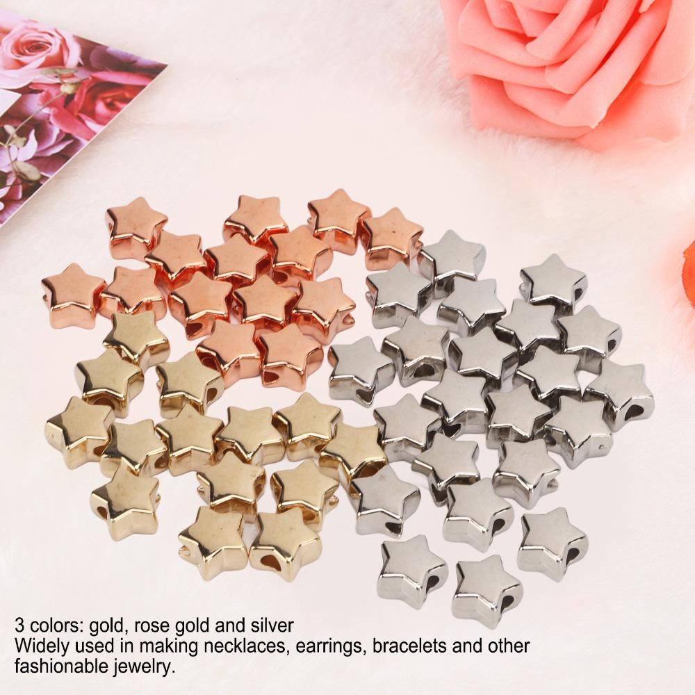 50pcs Plastic Star Shaped Beads 3 Colors Plastic Spacer Beads Jewelry Making Beads  Earring Craft