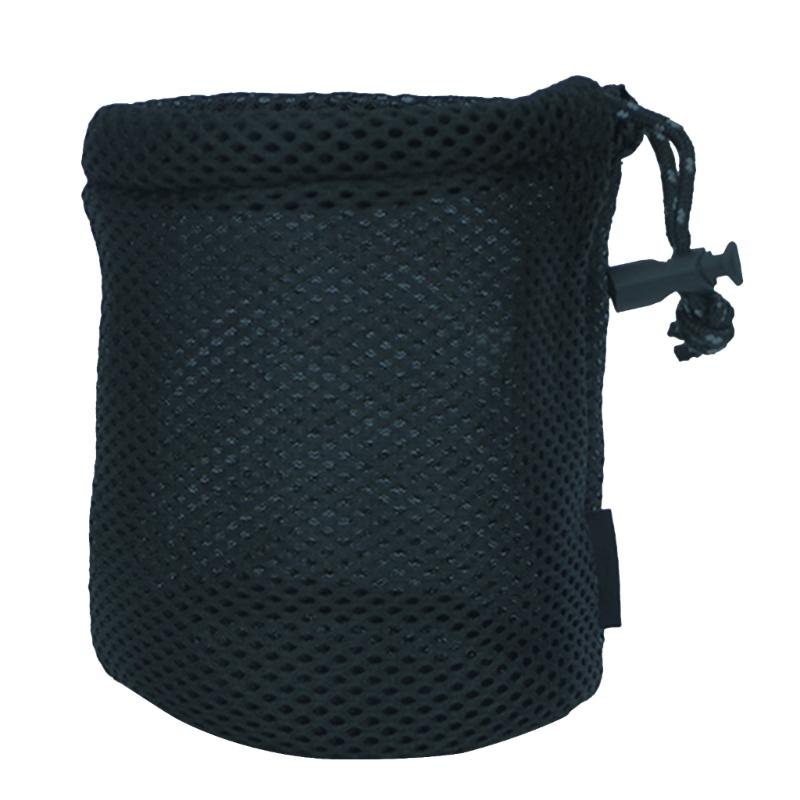 

Multipurpose Drawstring Bag Outdoor Camping Pots Storage Bag Black Nylon Mesh Bag Tableware Organizers Easy to Use Small