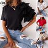 Summer Simple and Fashionable Ruffled Short-sleeved, Versatile O-neck T-shirt