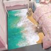 Large 3D Beach Area Rug with Seashells Starfish and Foamy Waves Kids Bedroom Non-slip Decorative Carpet Home Decoration