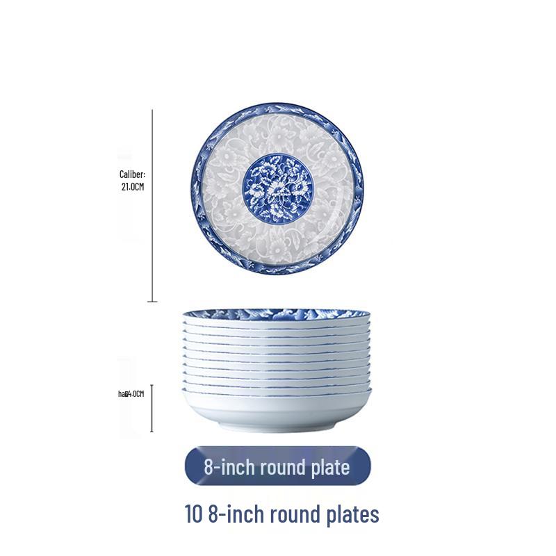 Blau-Weißes Ruyi-Quadrat-Porzellanteller - Ideal für Mahlzeiten, Obst, Gedämpfte & Gebackene Gerichte