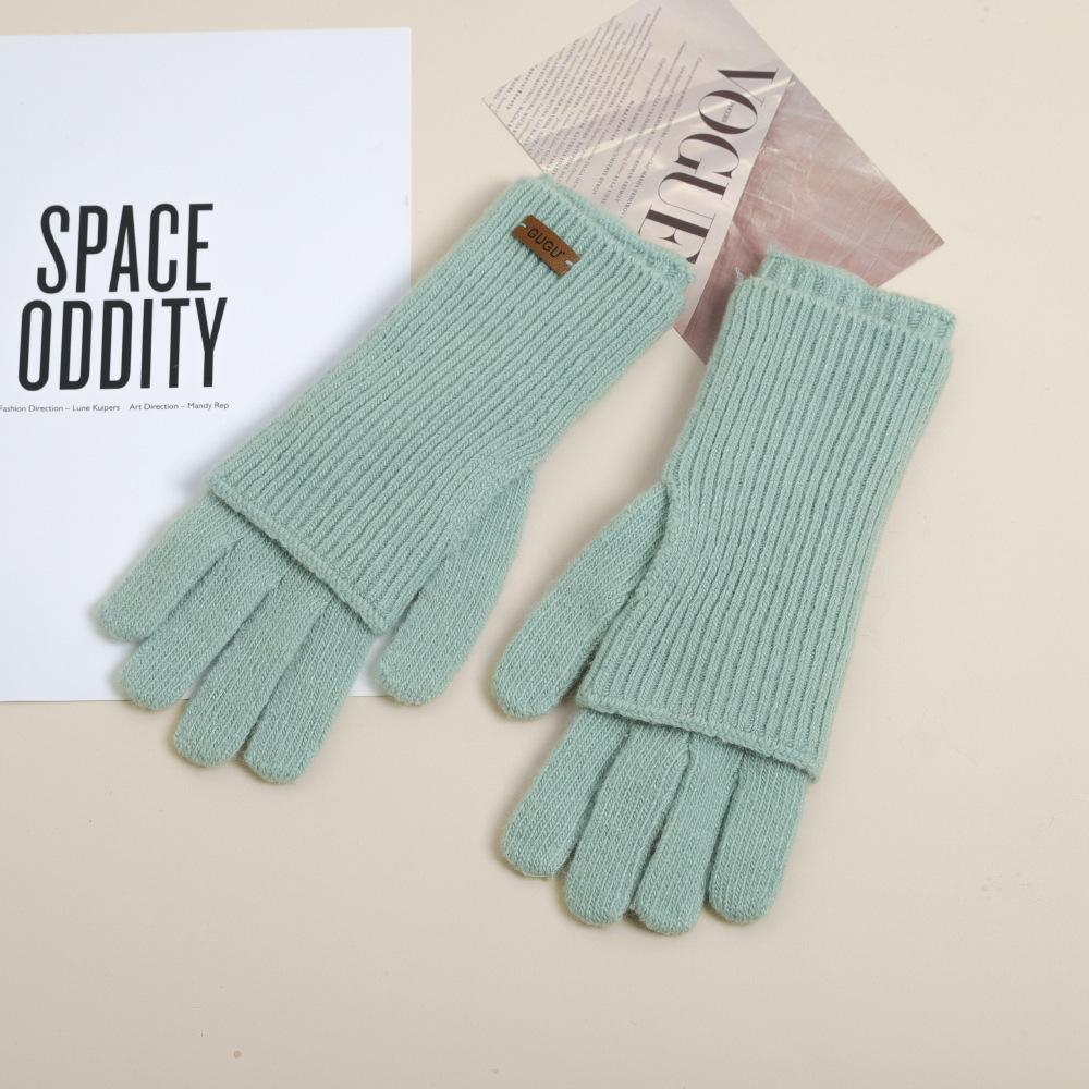 Neuer Herbst- und Winterstil Verlängerter Urlaub Zweiteilige Warme und Kältefeste Handschuhe für Damen Einfacher Lässiger Stil Ärmel