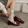 Dicke Niedrige Ferse Damen Mary Jane Schuhe Mode Quadratische Zehenpartie Schnallenriemen Schuhe 2026 Frühling Damen Elegante Leder Pumps
