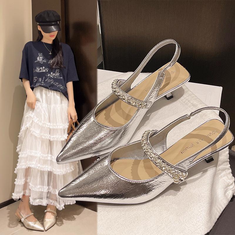 High heels stiletto medium heel bag head sandals women's 2025 new summer fairy style with skirt Mary Jane single shoes