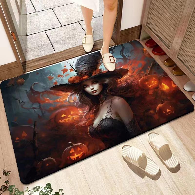 VIKAMA Halloween-themed funny floor mats for the entrance door, carpet water-absorbing foot mats, party decoration for the home.