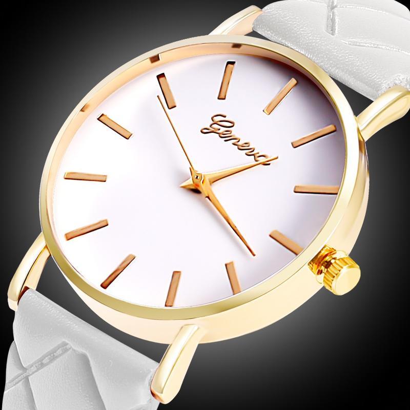 Dámské hodinky / Vintage kožený řemínek s hodinkami Quartz