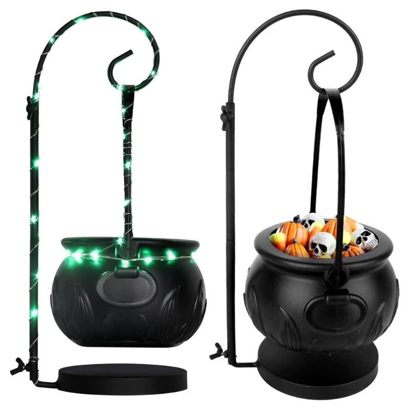 Halloween Decorations Witch Cauldron Candy Holder Metal Table Centerpiece For Home Office Or Festival Parties